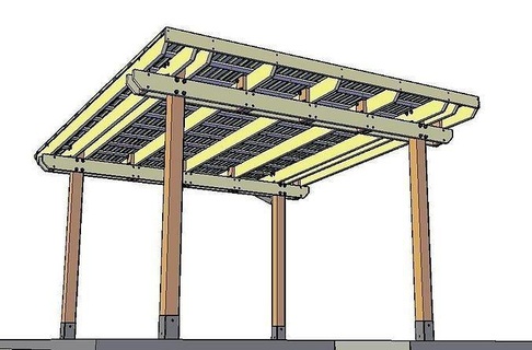 madera sombra pabellón pérgola aire libre estructura tienda techo toldo Kiosko casa 3d print model - Mito3D