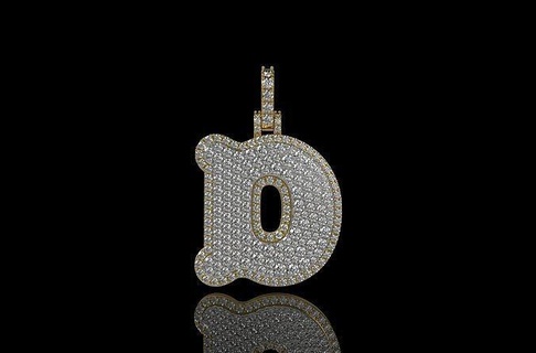 work n35 gold jewelry jewel printable alphabet silver pendants wedding diamond fashion luxury gift jewellery rings diamondring letter pendant initial love 3d print model - Mito3D