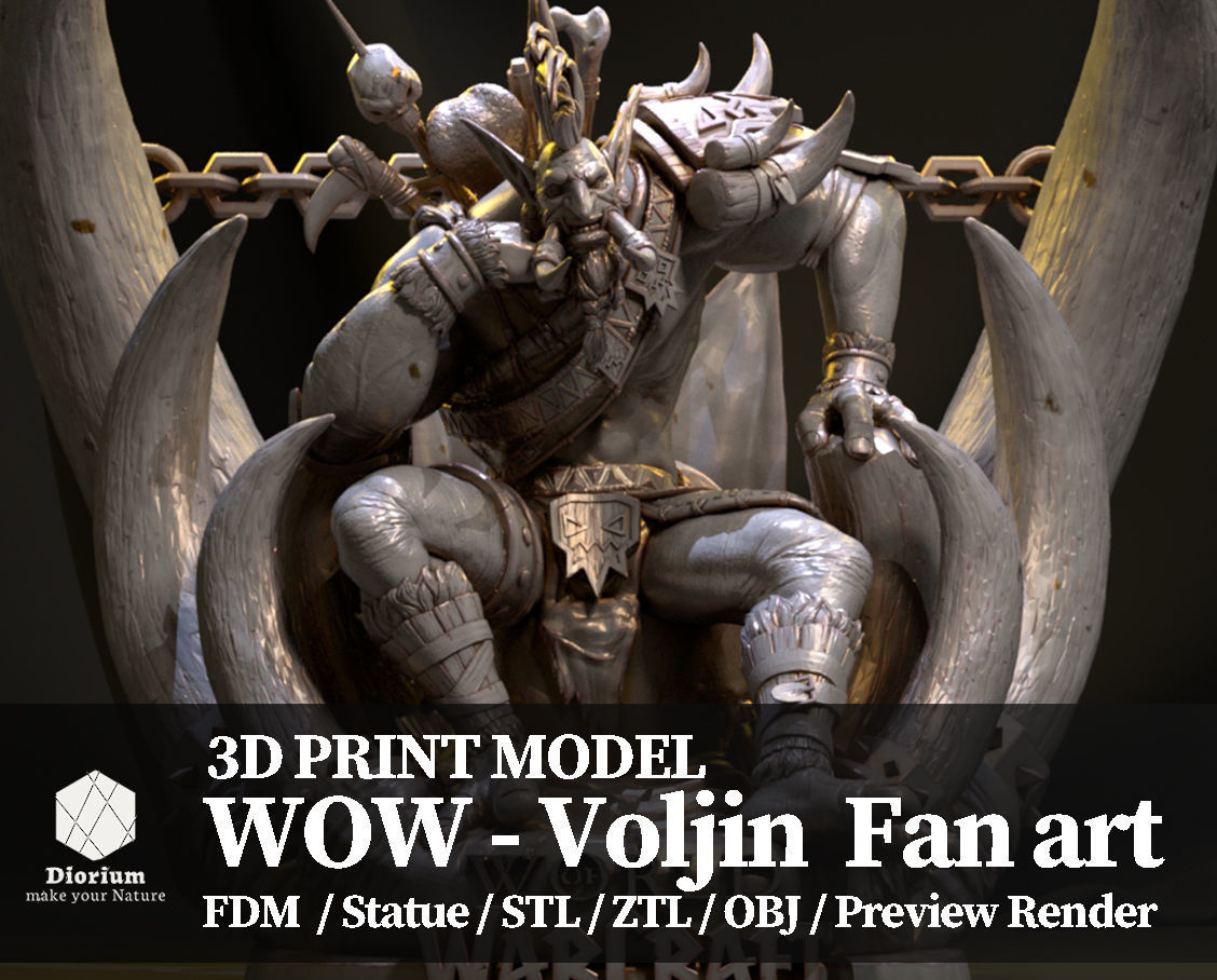 dünya of warcraft voljin heykel fanart sanat vay trol 3dprint şekil canavar oyunlar oyuncaklar kalabalık 3D print model - Mito3D