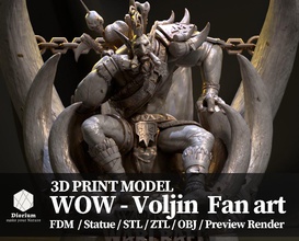 world of warcraft voljin statue fanart - art wow troll 3dprint figure monster games toys horde 3d print model - Mito3D