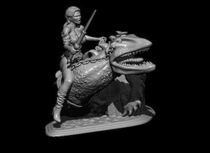 worm rider sculpture art statue figurine fantasy woman monster sculptures 3d print model - Mito3D