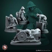 wounded militia set 4 miniatures 32mm pre-supported wargame miniature 3dminiature human sculpture figurine bundle pre supported presupported boardgame toys soldier soldiers games board 3d print model - Mito3D