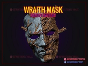 wraith mask cosplay halloween costume - dead by daylight anatomy zombie horror head science hunter metal wood ghost scary games toys 3d print model - Mito3D