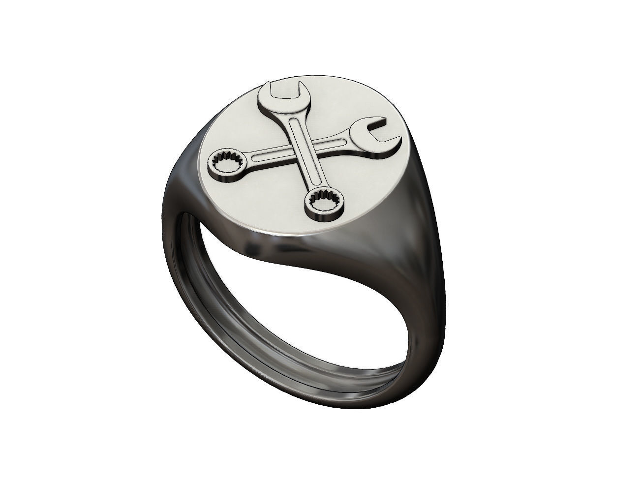 llave inglesa oval sello anillo industrial herramienta joyería joya plata oro libra esterlina lujo signetring menring imprimible tornillo nuez enchufe Moda anillos 3D print model - Mito3D