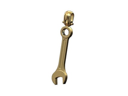 wrench shaped pendant bail industrial tool spanner necklace jewelry printable gold jewellery silver sterling bolt nut amulet fashion men 3d model pendants 3d print model - Mito3D