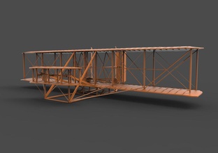 wright irmãos folheto 3d wb velho avião 1900s planador ar transporte 1903 aeronave passatempo faça automotivo 3d print model - Mito3D