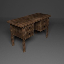scrittura scrivania rustico legna vecchio mobilia casa mobili casa vita camera sala classe tavolo interni edificio 3d print model - Mito3D