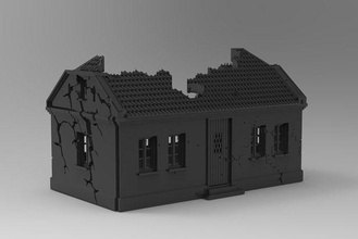 ww2 european destroyed house 28mm war tank tabletop bolt action wehrmacht bombed games toys game accessories 3d print model - Mito3D
