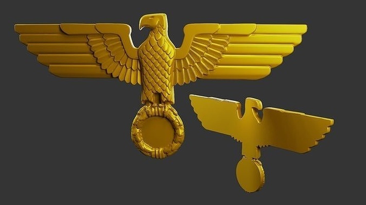 durante seconda guerra mondiale tedesco aquila uomo soldato ww2 miniatura figura scultura militare esercito oro poli asse dettagliata decorazione icona emblema gioielleria spille 3d print model - Mito3D