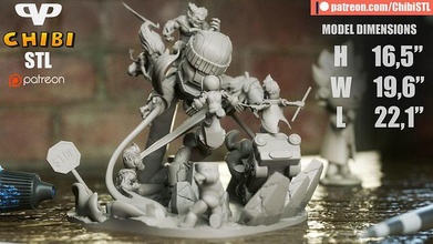 x men vs sentinela chibi diorama 3d impressão stl homens jogos brinquedos 3d print model - Mito3D