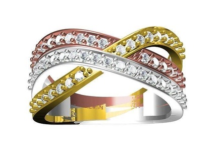 criss Kreuz Diamant Ring Schmuck Ringe Gold druckbar Silber Juwel Engagement Platin Mode Solitär Schönheit Sterling Hochzeit 3d print model - Mito3D