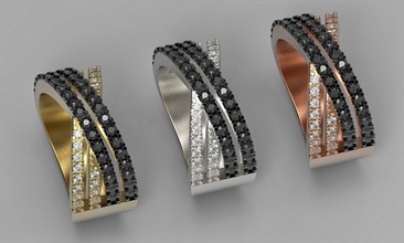 x cruzar diamante anillo 3d impresión modelo impresora imprimible oro joyería joya cera solidscape rinoceronte libra esterlina plata producción rodio anillos 3d print model - Mito3D