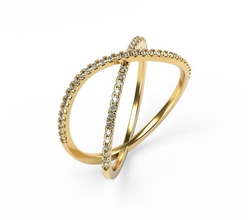 x cross ring jewelry diamonds usetting gold luxury engagement printable diamond gem rings 3d print model - Mito3D