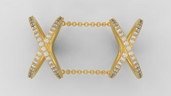 x shaped ring diamonds 3d print model c14 jewelry rings gold diamond jewellery jewel engagement fashion printable beauty shape xring usa canada 3d print model - Mito3D
