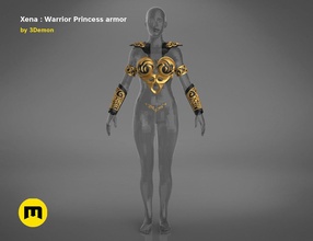 xena guerreiro princesa cosplay armaduras vestível batalha hércules misterioso prato ouro cavaleiro tamanho blindado imprimível fantasia jogos brinquedos 3d print model - Mito3D