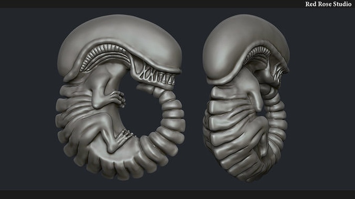 xenomorph alien embryo space mutant characters creature sci fi toy beast giger miniatures game art statue sculpture head sculptures 3d print model - Mito3D