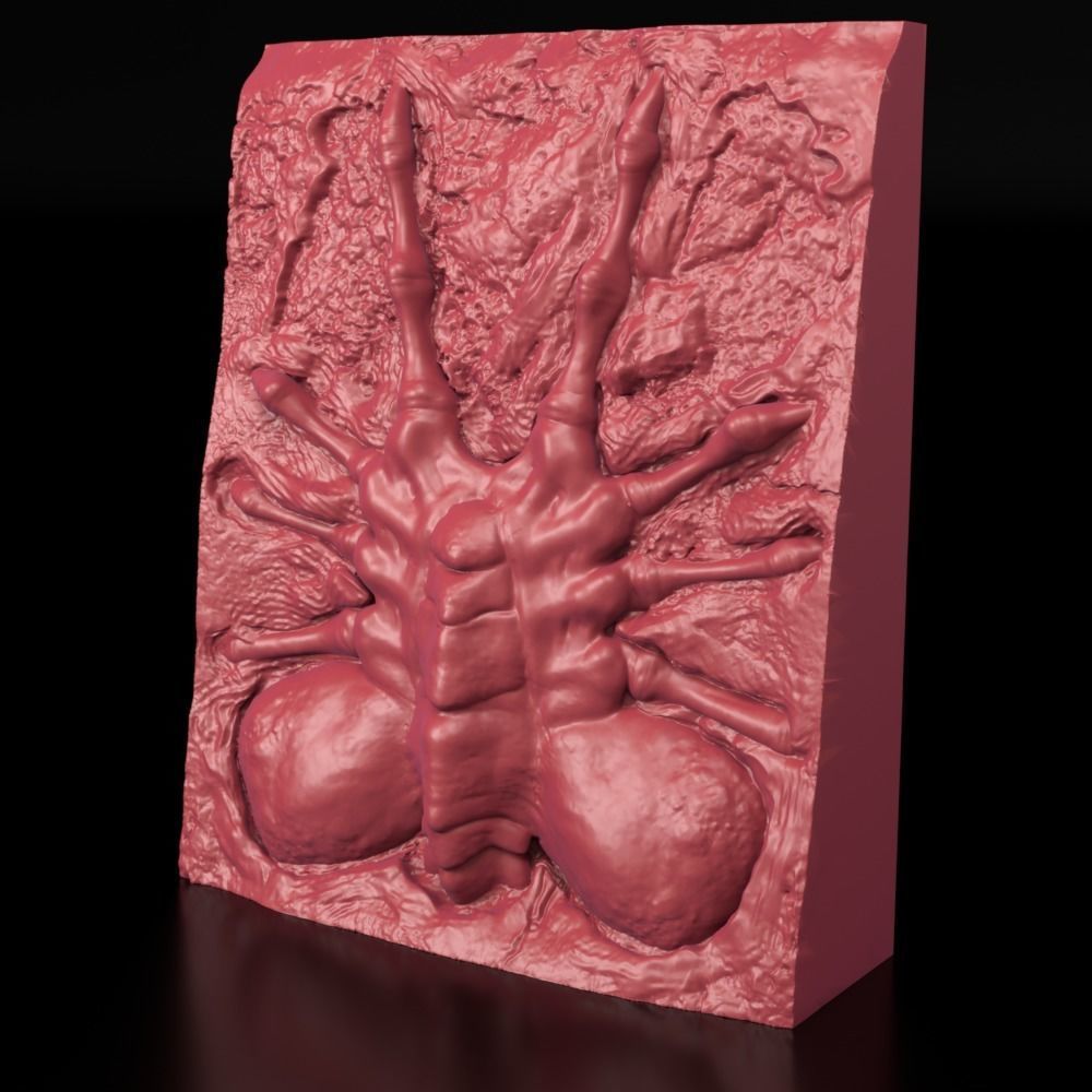 Xenomorph Fossil Außerirdischer Facehugger lv426 lv427 Aliens Gesicht Platz scifi Wissenschaft Zukunft sci fi Kreatur Monster uralt Fantasie fiktiv Kunst Skulpturen 3D print model - Mito3D
