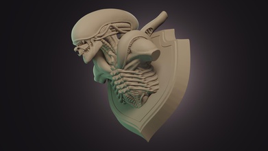 xenomorfo trofeo alieno scultura illustrazione 3dprint 3d sci fi creatura arte interni avp miniatura sculture 3d print model - Mito3D
