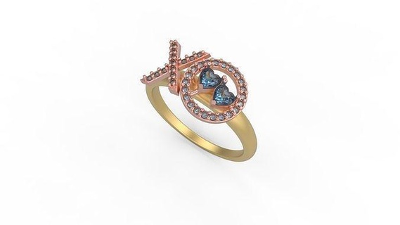 xox minimalist ring 514 gold jewel jewellry silver minimal solitaire diamonds love printable wedding jewelry rings 3d print model - Mito3D