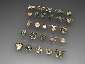 y43 diamant Collier ensemble anneaux bijoux gemmes mode or conception argent bague élégant brillant gemme bracelet boucle d'oreille pendentif saphir femmes mariage 3d print model - Mito3D