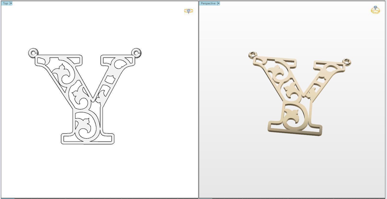 y lettera ciondolo gioielli argento oro abbigliamento ciondoli 3D print model - Mito3D