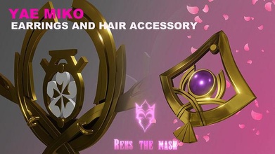 sì miko orecchini capelli accessorio 3d stampa file orecchino gioiello genshin impatto mihoyo femmina inazuma gioco accessori cosplay stampabile arconte genshinimpact yemiko moda 3d print model - Mito3D