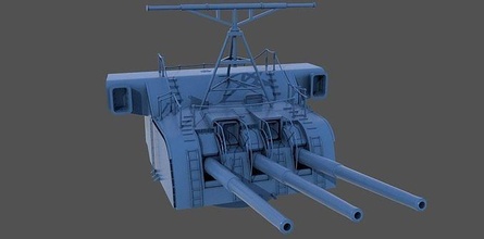 yamato nendo shiki turret - 1-100 scale musashi japan japanese imperial navy hobby diy 3d print model - Mito3D
