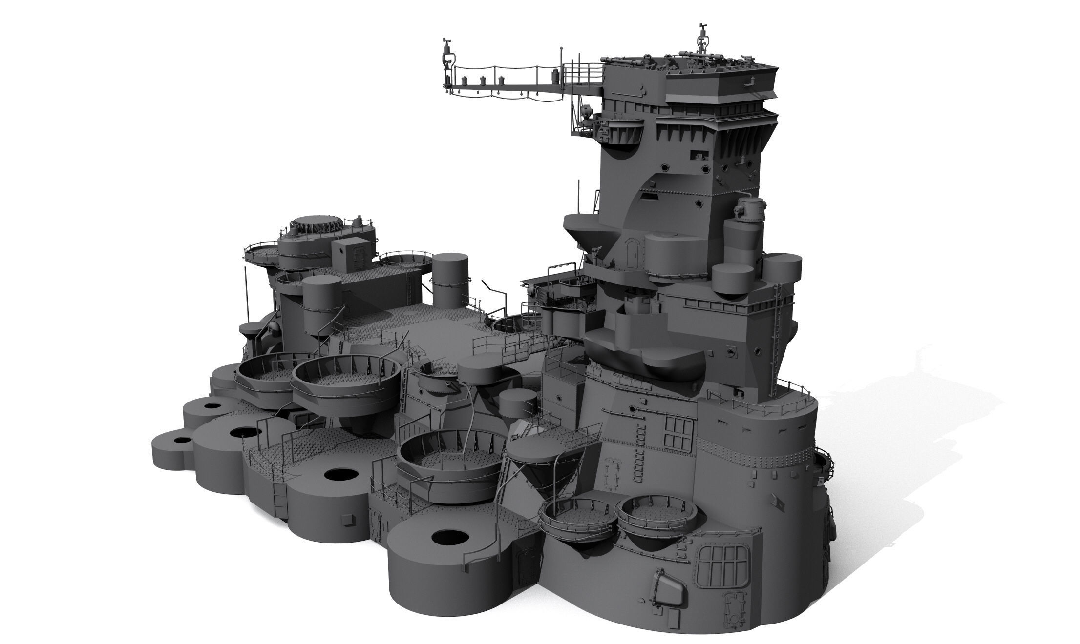 yamato üst yapı 1 200 araç makine askeri silah gemi musashi i̇kinci dünya savaşı bağlantılar ijn savaş gemisi japonya kure minyatürler araçlar hobi kendin yap 3D print model - Mito3D