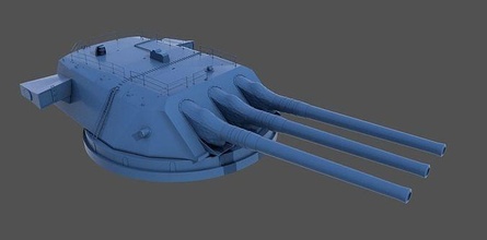 yamato type94 46cm turrets -1-100 scale musashi japan japanese gun turret barbette casemate imperial navy ww2 wwii cannon hobby diy 3d print model - Mito3D