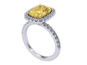 yellow diamond stone solitaire 2 golden silver jewelry ring rings 3d print model - Mito3D