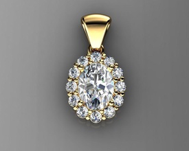 yellow gold diamond pendant jewelry silver platinum sapphire pendants 3d print model - Mito3D