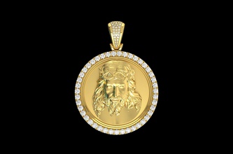 ouro amarelo jesus medalhão pingente de diamante jóias casamento prata brilhantes brinco anel da forma pulseira moda beleza ruby safira gem o engajamento jóia colar pingentes 3d print model - Mito3D