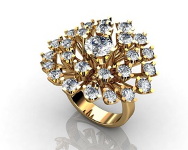 yellow gold snowflake engagement ring jewelry wedding jewellery diamond platinum sapphire kitchen challenge rings 3d print model - Mito3D