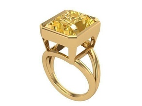 yellow radiant diamond ring golden silver jewelry rings 3d print model - Mito3D