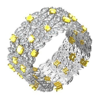 yellow white diamond art deco bracelet precious jewelry gold printable silver jewel gem platinum 3d cad design customize sith bracelets 3d print model - Mito3D