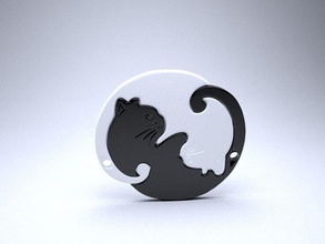 yin yang gato colgante pendiente gatito collar animal bisutería taoísmo dao negro blanco blackandwhite simbolismo adorno joyería joya colgantes 3d print model - Mito3D