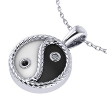yin yang pendente palla 3d arte collana cad modello gioielleria catena argento smalto ciondoli 3d print model - Mito3D