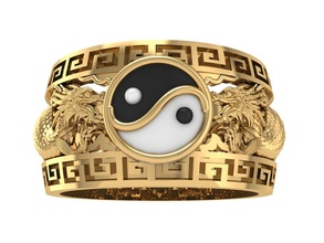 yin yang drachen ring 21 schmuck mode zubehör gold diamant männer design ringe 3d print model - Mito3D