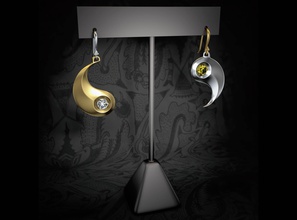 yin yang pendientes la joyería aretes piedras joya el diamante libra diseño de moda niña utilidad por medio del oído gem anillo oreja plata mujer oro señora amor reto 3d print model - Mito3D