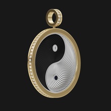 yin yang colgante pendiente 69 diamantes diamante oro plata hombre joyeria joyería rico lujo lux joya esmalte colgantes 3d print model - Mito3D