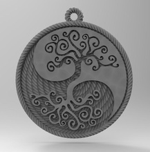 yin yang tree jewelry nature forest silver pendants 3d print model - Mito3D