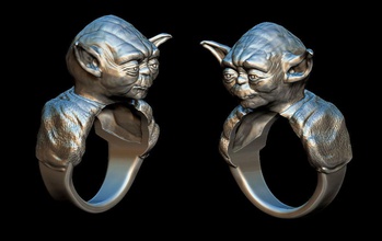 yoda ring stars wars jedi joya jewellery scifi space sci fi silver fiction vader lightsaber jewelry rings science futuristic alien future laser 3d print model - Mito3D