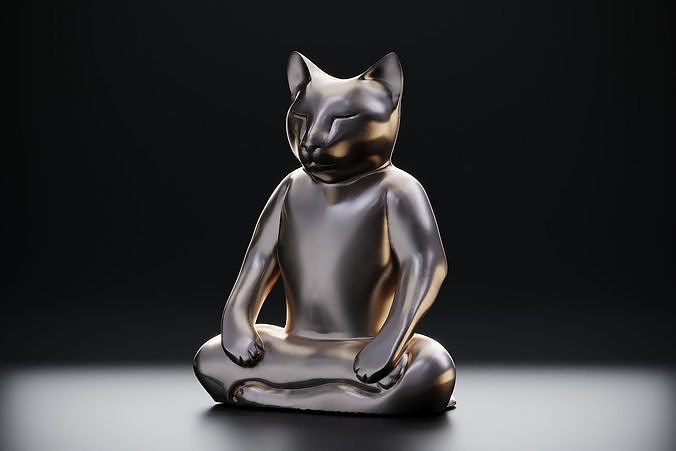 yoga gato gatito animal meditación formación aptitud estatuilla recuerdo arte esculturas 3D print model - Mito3D