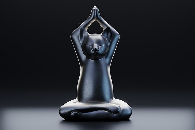 yoga gato 4 figura Arte 3d impresión estatuilla estatua gatito figurilla imprimible escultura mascota felino esculturas 3D print model - Mito3D