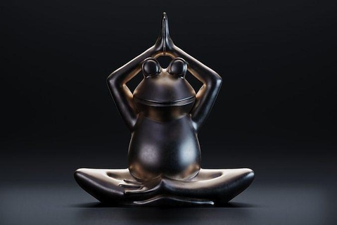 ioga rã escultura estatueta tampo mesa bronze anfíbios yin sapo arte esculturas 3d print model - Mito3D