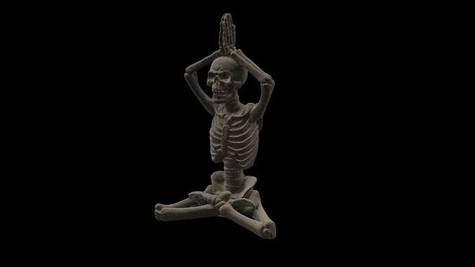 yoga skeleton halloween spooky skull human body pose biology anatomy science 3D print model - Mito3D