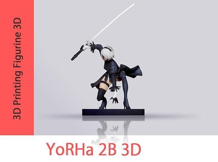 yorha 2b 3d printing figurine stereolithography optimized 3dcupl gcode zbrush statue art print 3dprint figure miniature printable female nomnom nier automata sculptures 3d print model - Mito3D