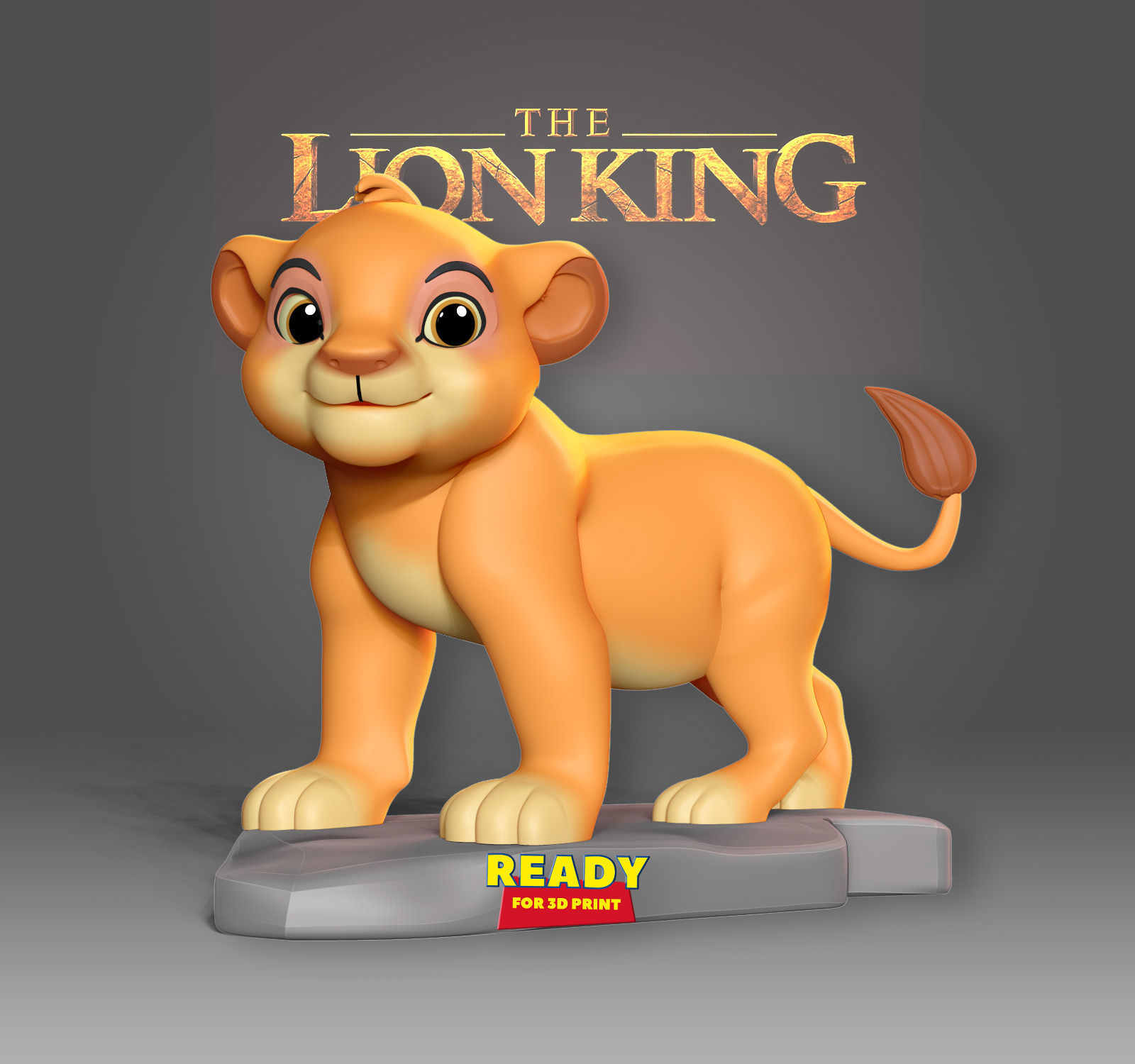 young simba lion figure cute statue pet animal 3dprint toy cartoon kid anime movie zbrush sculpture cat miniatures figurines 3D print model - Mito3D