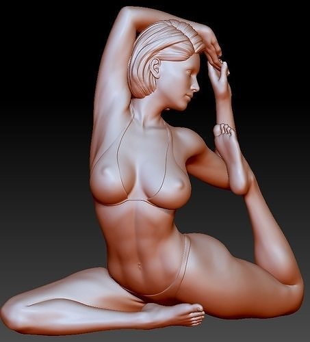 giovane yoga ragazza erotica donne 3d stampa cattivo arte sculture 3D print model - Mito3D
