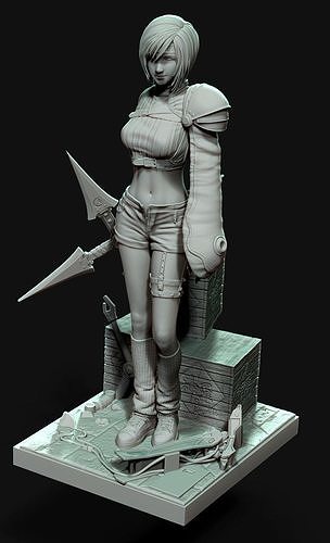 yuffie kisaragi finale fantasie vii remake high definition verschlüsselt ninja wolke tifa aerith shuriken anime kunst skulpturen 3D print model - Mito3D